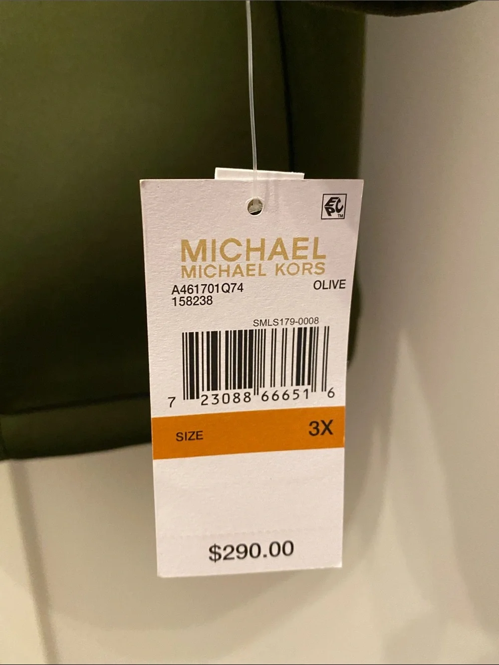 NWT Michael Kors Mixed Media Hooded Quilted Jacket Olive Green Plus Size 3X
